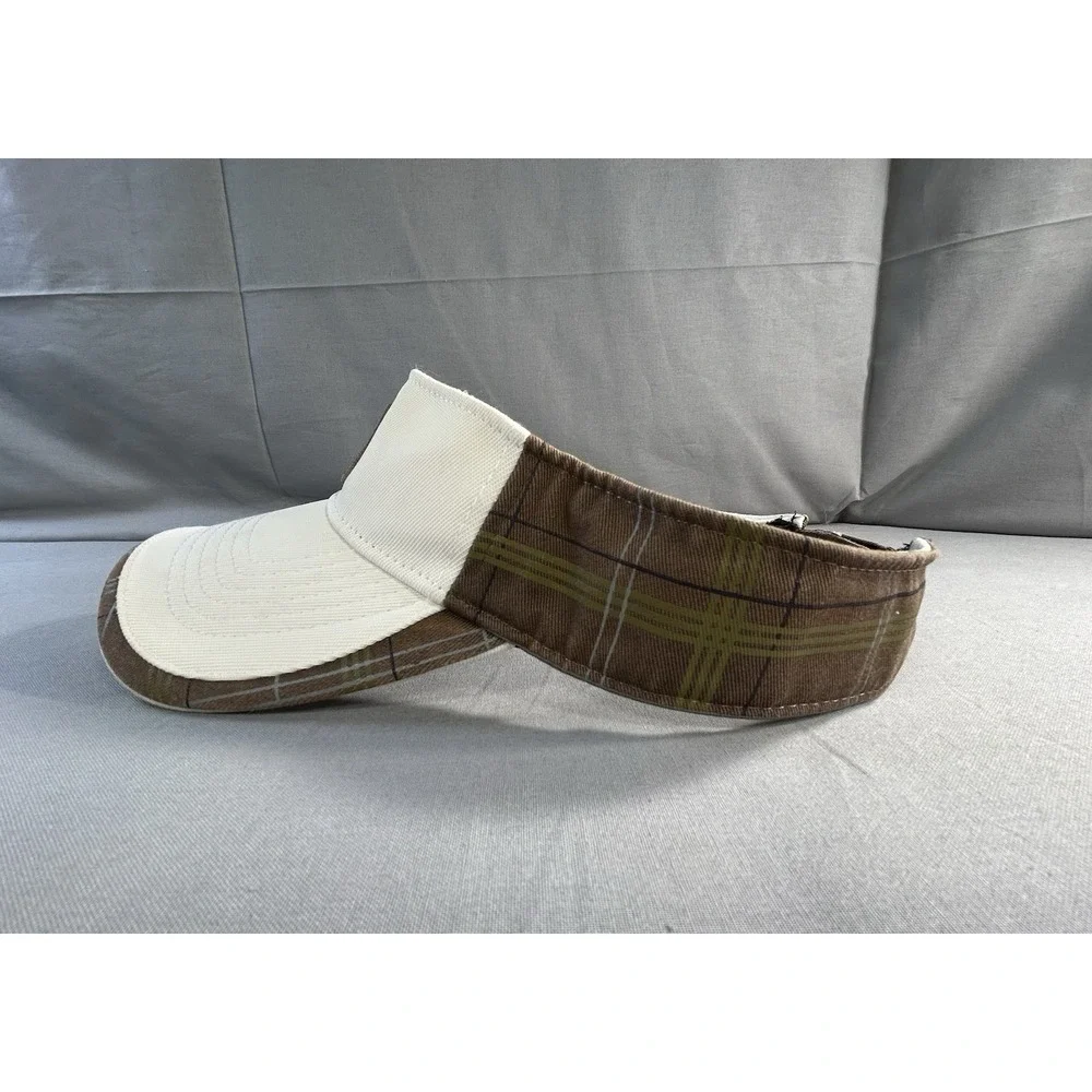 Adidas‎ Climalite Visor beige with brown plaid adjustable hook and loop